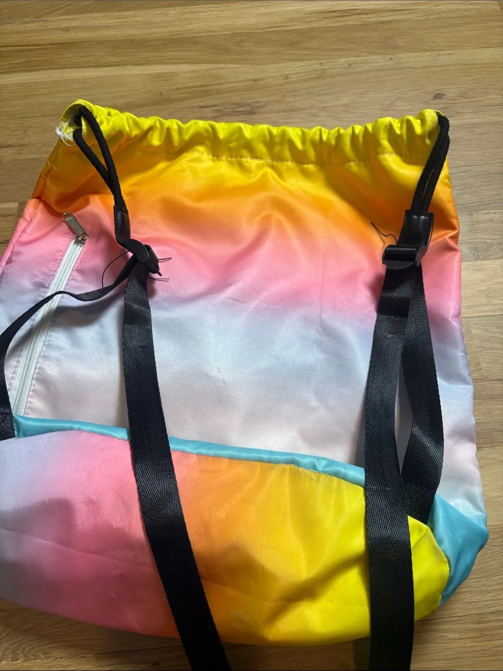 Wandf Charlotte Ombre Drawstring Backpack in Yellow Pink Blue